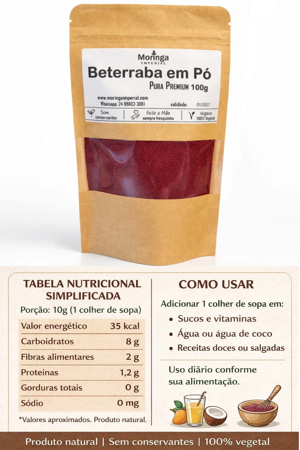 Beterraba em Pó Pura Premium - Imagem 2